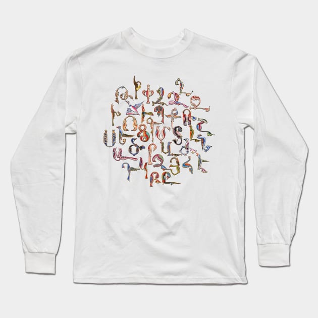 Armenian Birds Alphabet Long Sleeve T-Shirt by Peter Awax